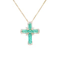 Green Resin Crystal Cross Pendant Necklace Rhinestone Halo view 5