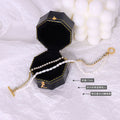 Gold Freshwater Pearl CZ Double Layer Toggle Bracelet view 2