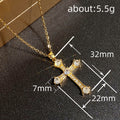 Clear Stone Cross Pendant Necklace In Gold And Silver Tones view 4