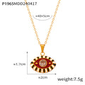 Gold Enamel Evil Eye Pendant Necklace Crystal Center 40+5cm view 6