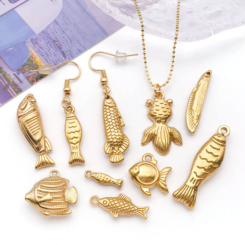 Stainless Steel Mermaid Shell Starfish Charm Pendant for DIY Bracelet Necklace