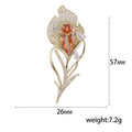 Gold Pavé Tulip Brooch Green and Champagne Center Stone view 5