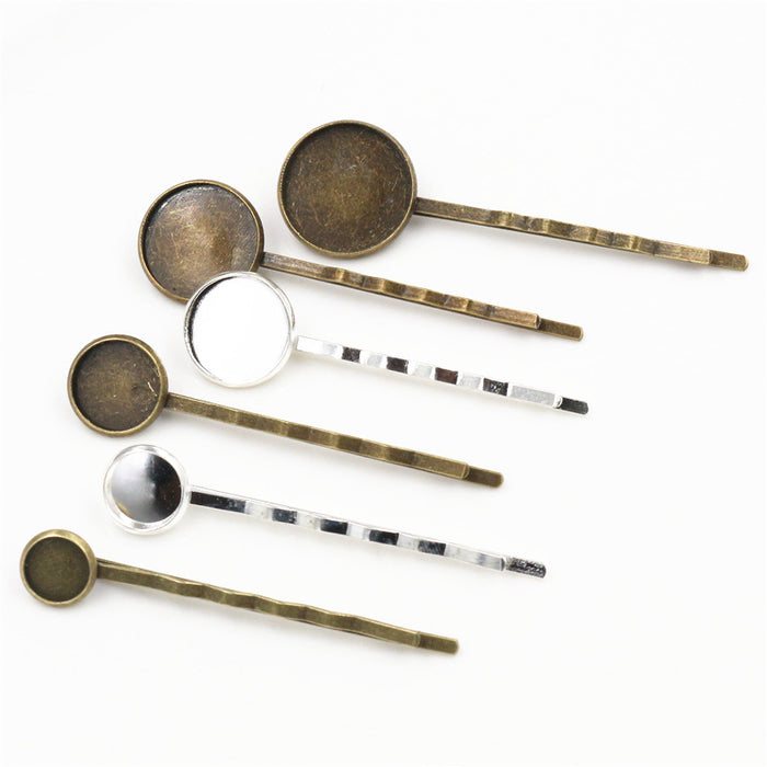 Round Cabochon Bobby Pin Blanks in Fourteen Options