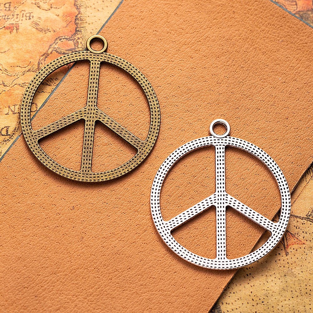 Large Vintage Round Peace Sign Alloy Pendant