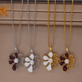 Flower Enamel Pearl Pendant Necklace Twist Chain Four Styles view 2