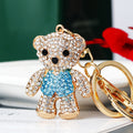 Standing Jeweled Bear Keychains in Blue and Pink Crystal Colors view 6