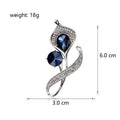 Blue Flower Crystal Two Designs Metal Brooch Pin 3 x 6 cm view 2