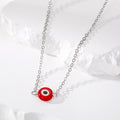 Silver Tone Round Enamel Evil Eye Pendant Necklaces in Five Colors view 6