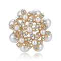 Pearl Cluster Flower Brooch in Detailed Metal for Jackets and Scarves view 5