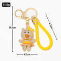 Rhinestone Pig Keychain Gold Metal Charm with Lobster Clasp view 3