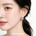 Silver Tone Clear Star And Gray Pearl Cluster Stud Earrings view 2