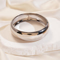 Wide Domed Mirror Finish Silver Metal Bangle Medium view 6