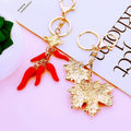 Jeweled Red Maple Leaf Keychain with Two Visually Matching Options view 5