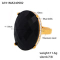Large Oval Faceted Glass Statement Rings Gold Setting Sizes view 7
