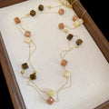 Layered Gold Tone Necklace with Multicolor Stone Beads view 6