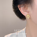 Gold-Tone Textured Sunflower Daisy Flower Stud Earrings view 2