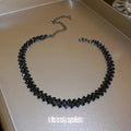 Rhinestone Zigzag Bracelet And Choker Necklaces Silver Black view 4