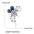 Crystal Flower Leaf Brooch Red or Navy Rhinestone Pin view 7