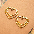 Open Double Heart Alloy Pendant Charm in 4 Finishes view 3