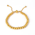 Gold Bead Pull-Cord Bracelet With Sliding Adjustable Fit view 5