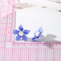 Pearl Centered Layered Metal Flower Stud Earrings in Five Colors view 5