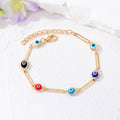 Gold Tone Multicolor Evil Eye Link Bracelet and Necklace Options view 2