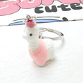 Flocked White Alpaca Llama Keychains Metal Rings 6 Styles view 10