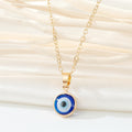 Colorful Round Evil Eye Pendant Necklaces in Ten Gold and Silver Tone Designs view 9