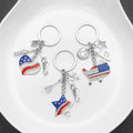 Rhinestone American Flag Star and Heart Keychains, 2 Styles view 4