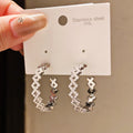 Geometric Crystal Hoop Earrings in Gold and Silver Tone view 4