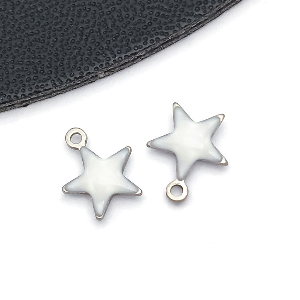 7x8mm Enamel Stainless Steel Star Charm Pendant for DIY Earrings Necklace Jewelry Making