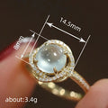 Gold Moonstone Look Cabochon Halo Clear Stone Ring 6-10 view 4