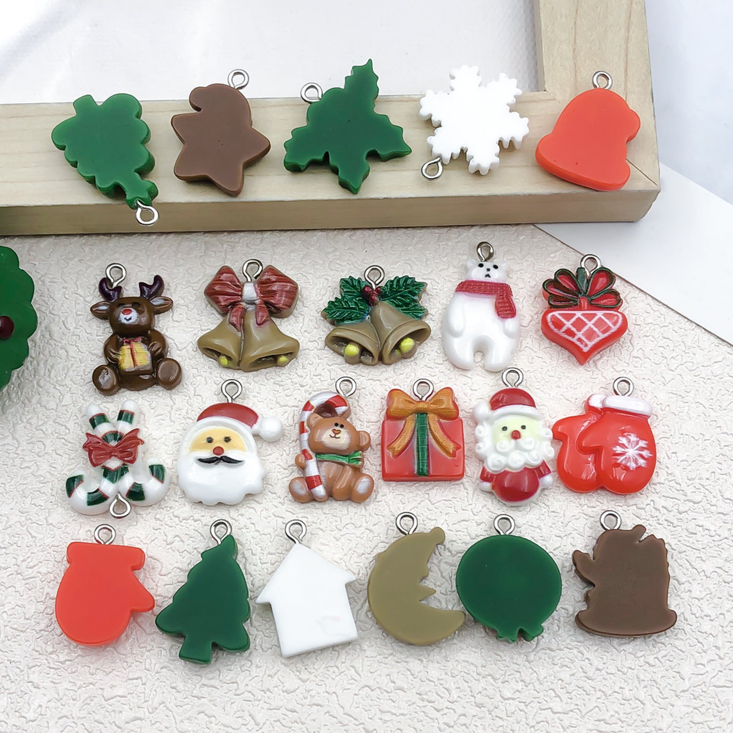 Resin Christmas Santa Sock Snowflake Charm Pendant for DIY Bracelet Necklace Jewelry