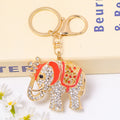 Rhinestone Crown Elephant Keychain Gold Tone Lucky Charm view 7
