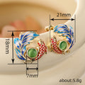 Gold Tone Enamel Koi Fish Statement Stud Earrings Polished Metal Jewelry view 4