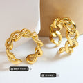 Chunky Curb Chain Link Open Ring Gold Steel Size Six view 2