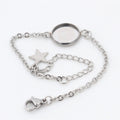 Stainless Steel Round Bezel Bracelets With Star Accent Chain view 2
