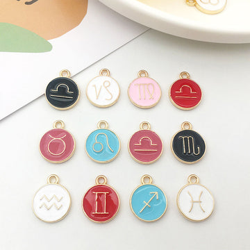 Double-Sided Colorful Zodiac Metal Charms with 6 Listed Options