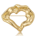 Polished Irregular Heart Ring Brooch in Two Metal Tones view 1