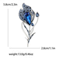 Crystal Feather Leaf Brooch Blue Silver Purple Gold Tone view 6