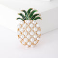 Antique Gold Pearl Pineapple Green Enamel Leaf Brooch view 6
