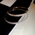 Pave Rhinestone Round Cuff Bangle Bracelet Silver and Gold view 4