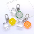 Silver Tone Lemon Slice and Clear Ice Cube Split Ring Keychains view 1