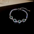 Silver Tone Square Crystal Halo Bracelets In Green Clear Or Pink view 6