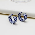 Six Color Checkerboard Acrylic Open C Hoop Earrings view 6