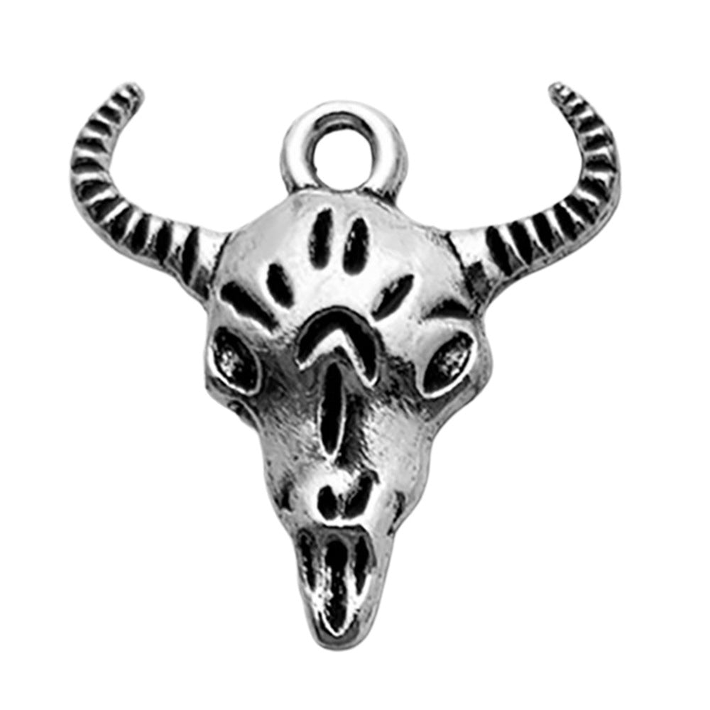 Vintage Zinc Alloy Halloween Skull Bull Head Charm Pendant for DIY Bracelet Necklace