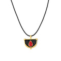 Leather Cord Half Moon Enamel Red Teardrop Pendant Necklace view 5