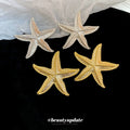 Oversized Textured Gold Tone Starfish Stud Earrings view 4