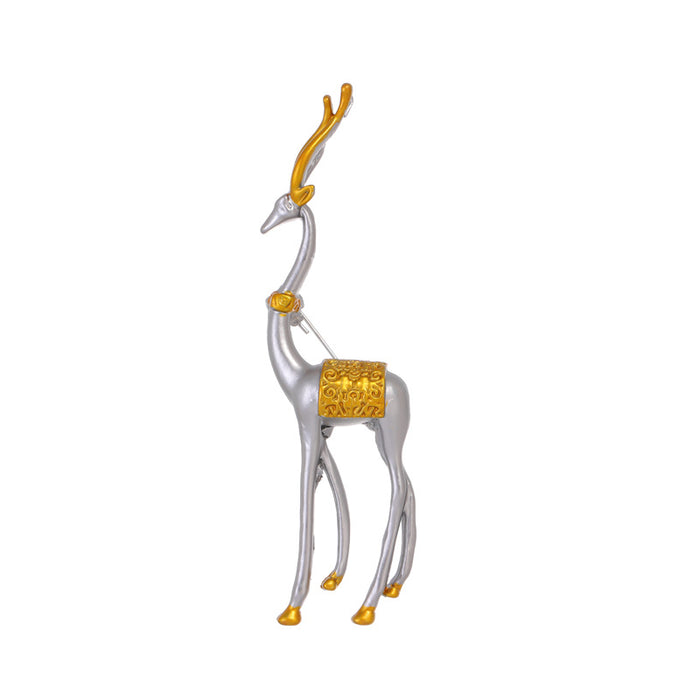 Gold Tone Silver Tone Reindeer Metal Brooch Pin for Jackets and Lapels