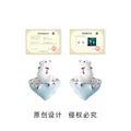 Silver Tone Polar Bear And Pale Blue Heart Stud Earrings view 3